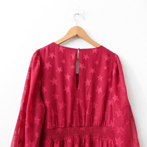 TORRID Dress 1 Red Empire Midi 1X Plus Tier Flowy Peasant Prairie Clip Dot - Picture 10 of 12